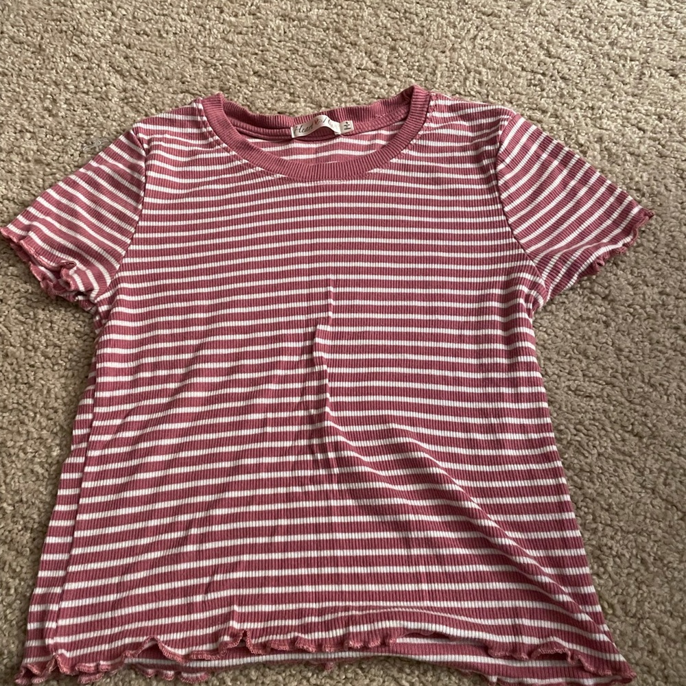 Pink and white crop top